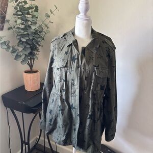Torrid Olive Star Print Jacket